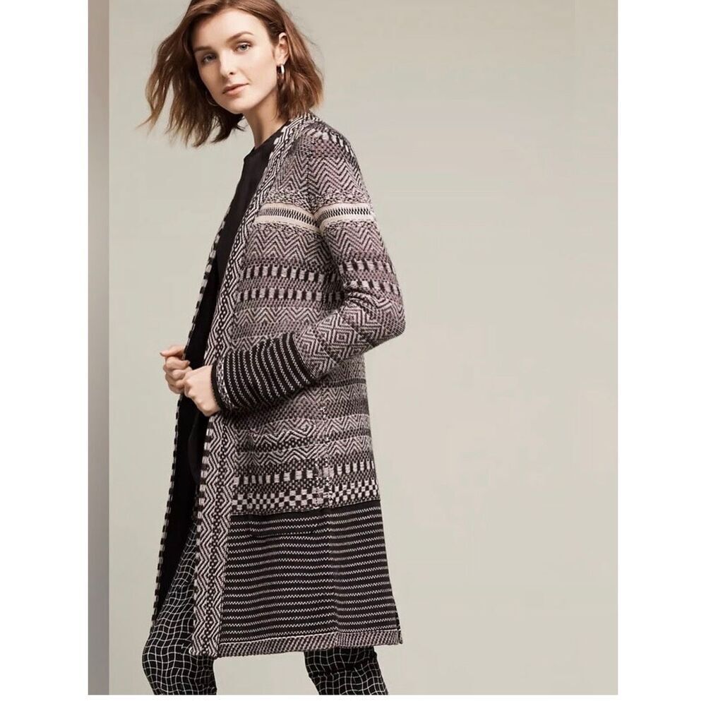 ANTHRO ANGEL OF THE NORTH Geometric Design Duster Sweater-M